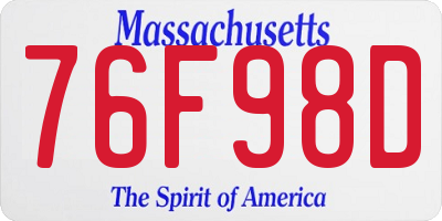 MA license plate 76F98D