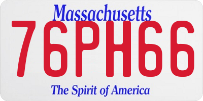 MA license plate 76PH66