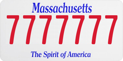 MA license plate 7777777