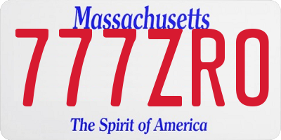 MA license plate 777ZRO