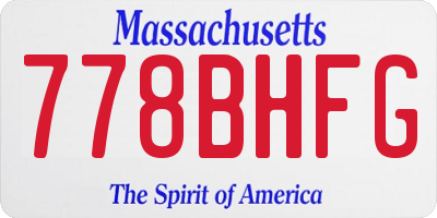 MA license plate 778BHFG