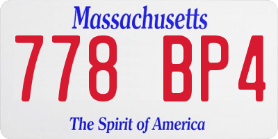 MA license plate 778BP4