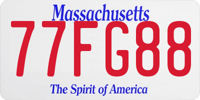 MA license plate 77FG88