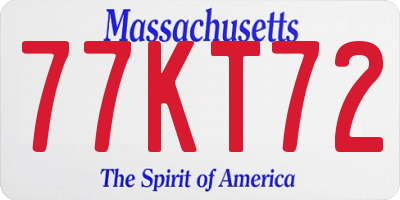 MA license plate 77KT72