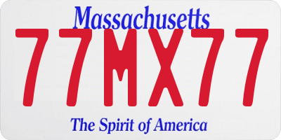 MA license plate 77MX77