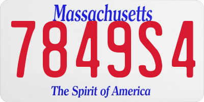 MA license plate 7849S4