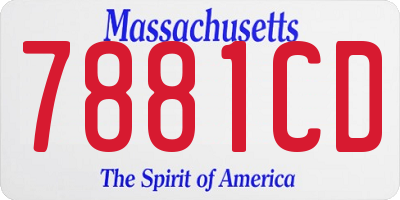 MA license plate 7881CD