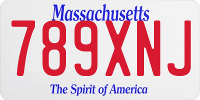 MA license plate 789XNJ