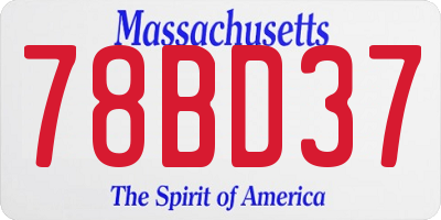 MA license plate 78BD37