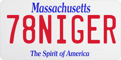 MA license plate 78NIGER