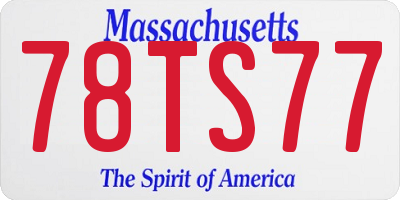 MA license plate 78TS77