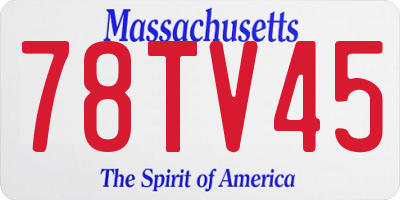 MA license plate 78TV45