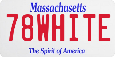 MA license plate 78WHITE