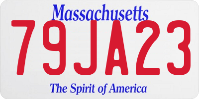 MA license plate 79JA23