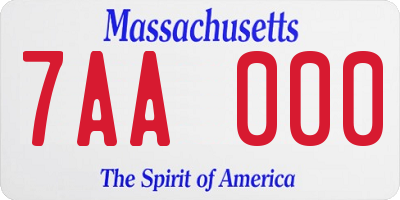 MA license plate 7AA000