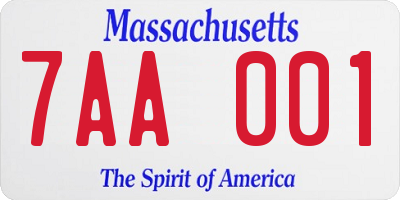 MA license plate 7AA001