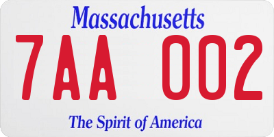 MA license plate 7AA002
