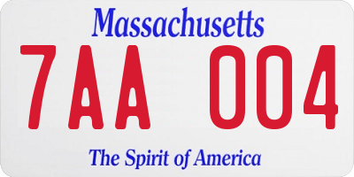 MA license plate 7AA004