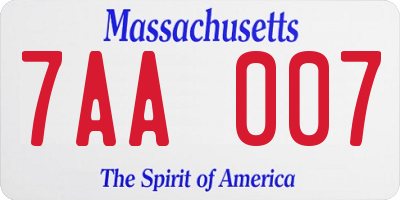 MA license plate 7AA007