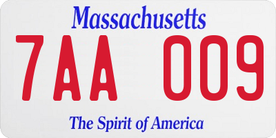 MA license plate 7AA009