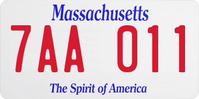 MA license plate 7AA011