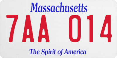 MA license plate 7AA014