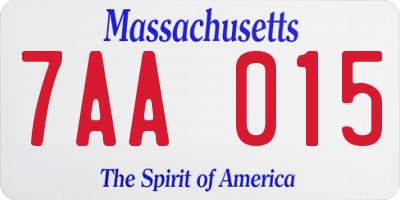 MA license plate 7AA015