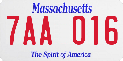 MA license plate 7AA016