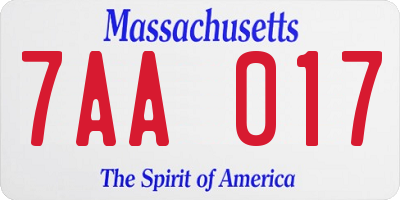 MA license plate 7AA017