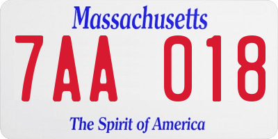 MA license plate 7AA018