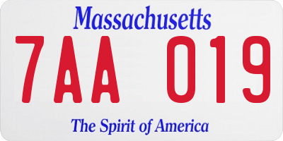 MA license plate 7AA019