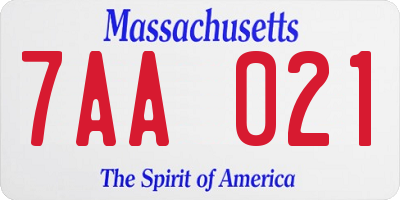 MA license plate 7AA021