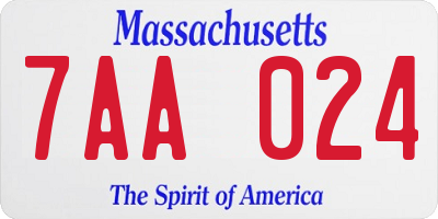 MA license plate 7AA024