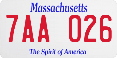 MA license plate 7AA026