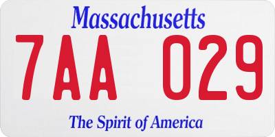 MA license plate 7AA029