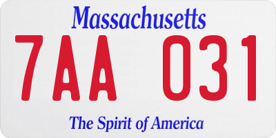 MA license plate 7AA031
