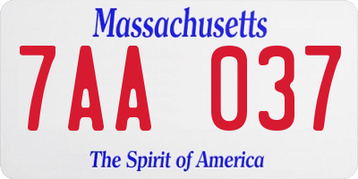 MA license plate 7AA037