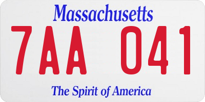MA license plate 7AA041