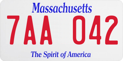 MA license plate 7AA042