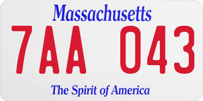 MA license plate 7AA043