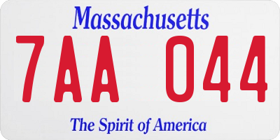 MA license plate 7AA044