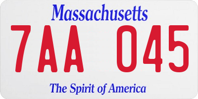 MA license plate 7AA045