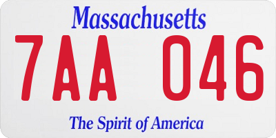 MA license plate 7AA046