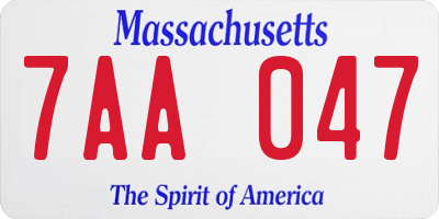 MA license plate 7AA047