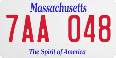 MA license plate 7AA048