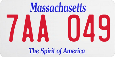 MA license plate 7AA049