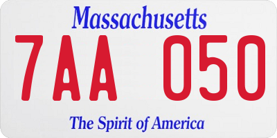 MA license plate 7AA050