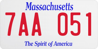 MA license plate 7AA051