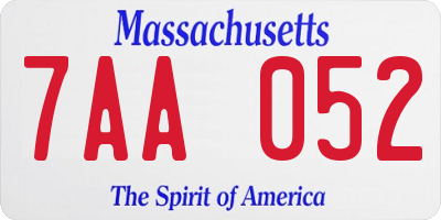 MA license plate 7AA052