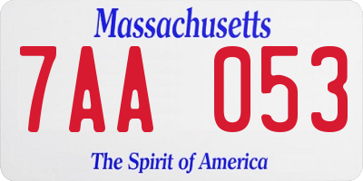 MA license plate 7AA053